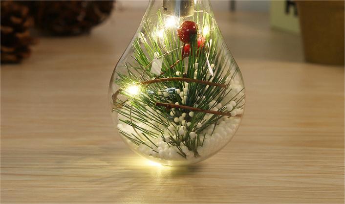 Pack Of 5 Led Transparent Christmas Decoration Ball; Creative Simulation Light Bulb Christmas Tree Decoration Pendant Plastic Ball.