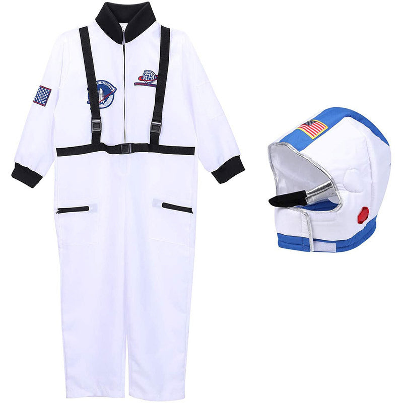 Children Astronaut Cosplay Space Suit One-piece Clothes Pilot Uniform Jumpsuits Role Play Costume Romper Performance Drama Party