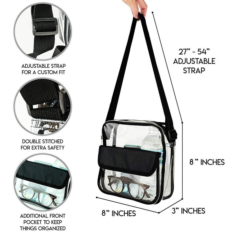 Clear Plastic Tote Bag Women Transparent Pvc Waterproof Crossbody Handbag Shoulder Bag Women Girl's Zip Purse Stadium Security