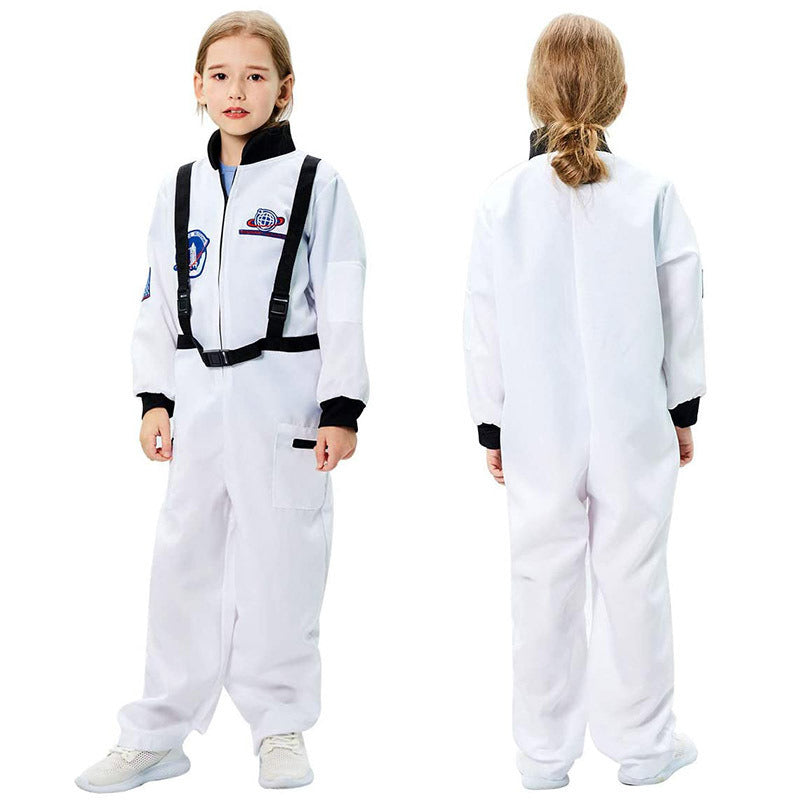 Children Astronaut Cosplay Space Suit One-piece Clothes Pilot Uniform Jumpsuits Role Play Costume Romper Performance Drama Party