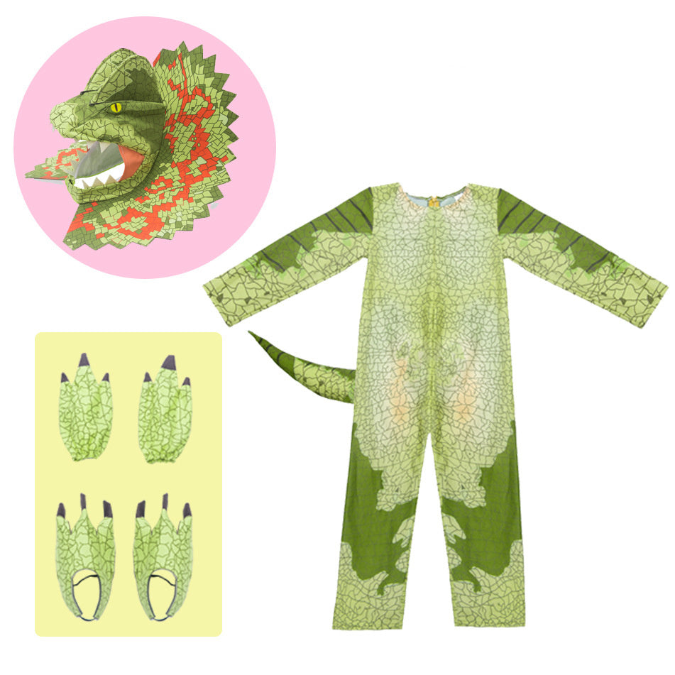 Kids Dinosaur Jumpsuit Set Lovely Triceratops Cosplay Animal Bodysuit Halloween Children's Day Performance Romper Party Festival