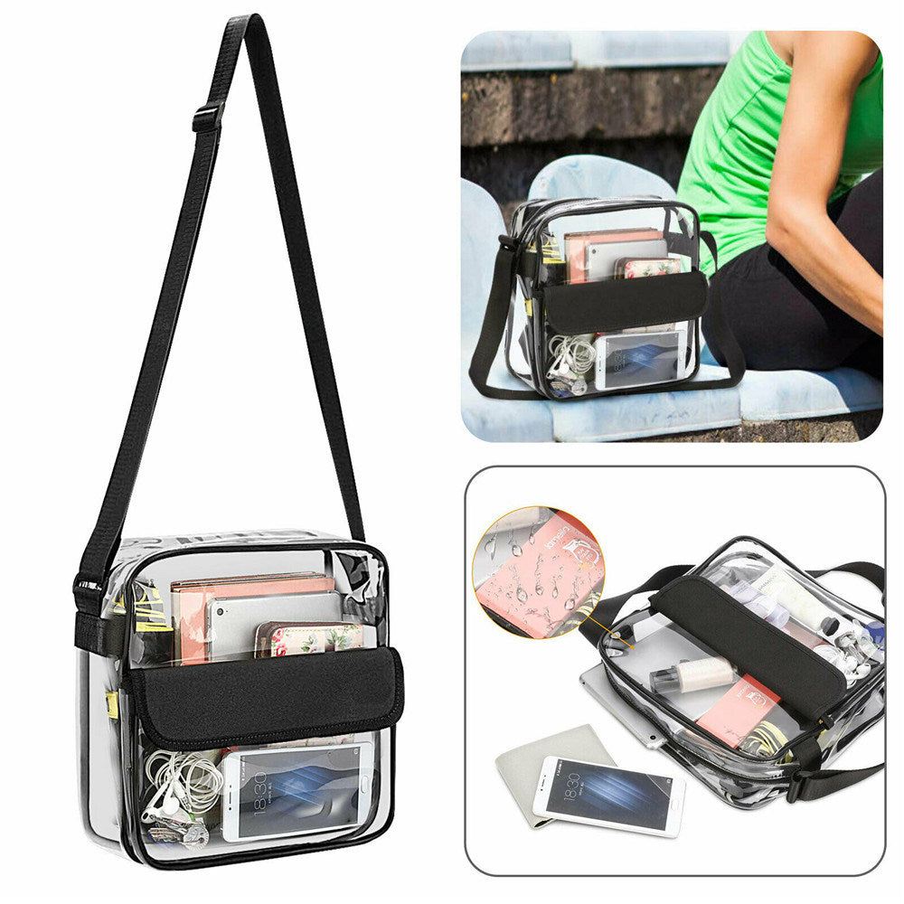 Clear Plastic Tote Bag Women Transparent Pvc Waterproof Crossbody Handbag Shoulder Bag Women Girl's Zip Purse Stadium Security