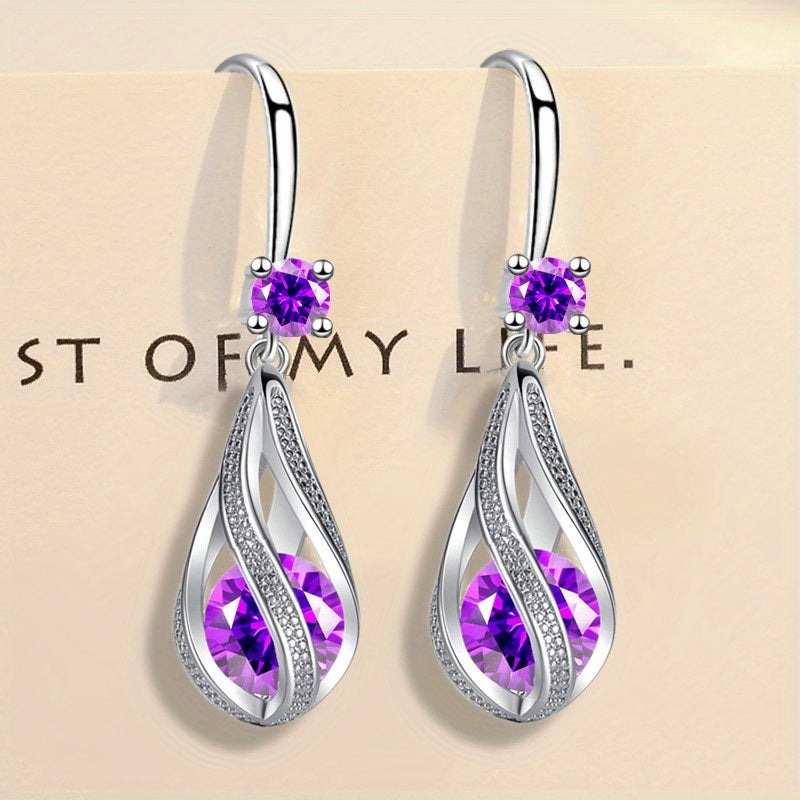 Stylish Rotating Teardrop Shape Crystal Earrings For Women Girls Holiday Party Decor Accessories