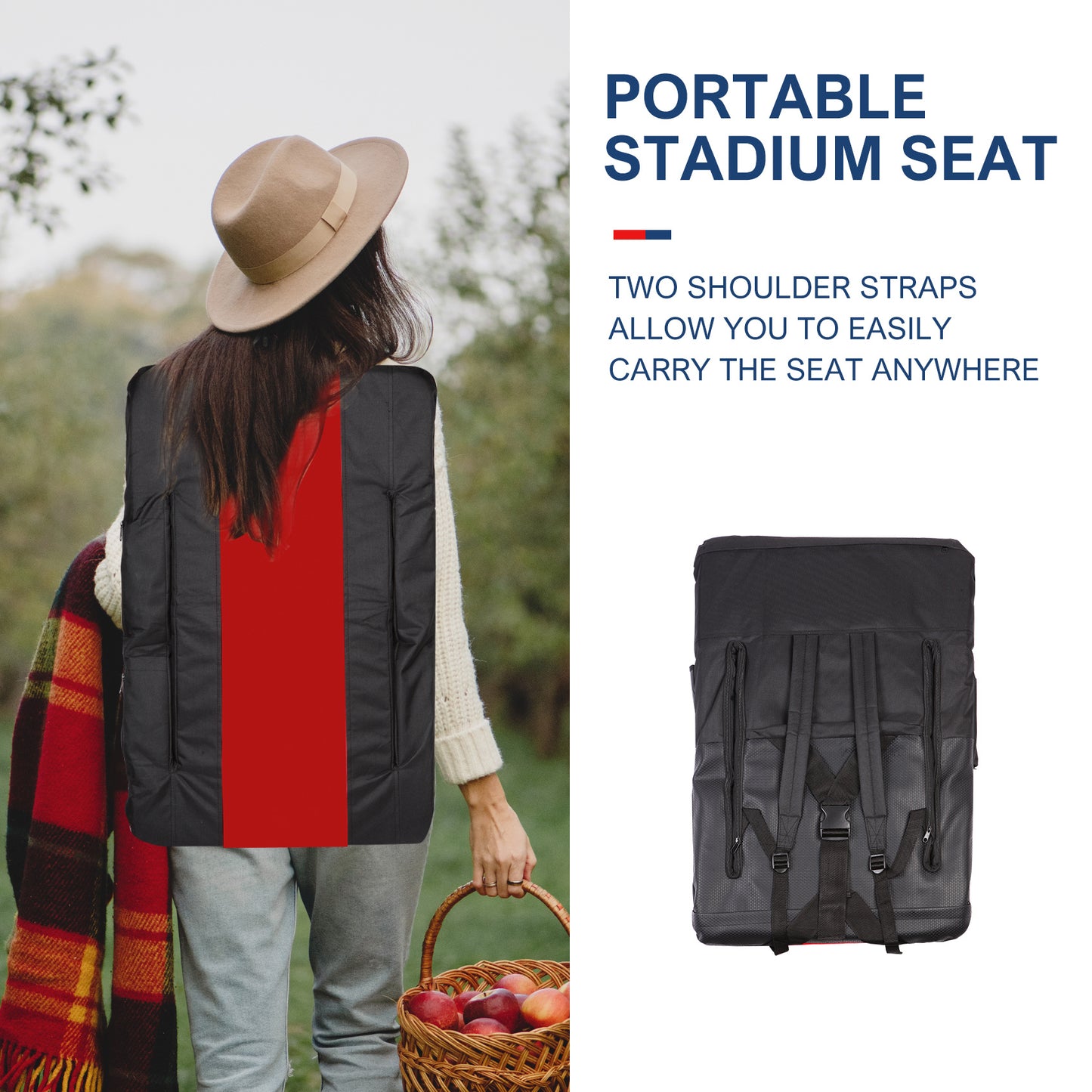 Stadium Seating for Bleachers, Heated Bleacher Seats with Backrest Padded Cushion and Armrest for Adults and Child Portable Folding Extra Wide Football Stadium Chairs with Back Support