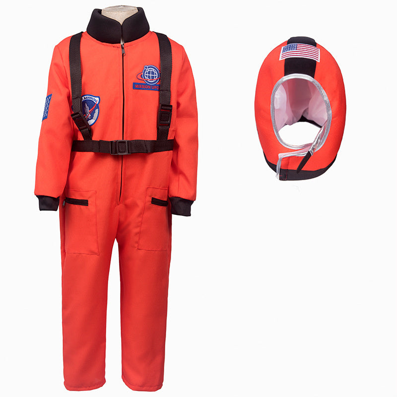 Children Astronaut Cosplay Space Suit One-piece Clothes Pilot Uniform Jumpsuits Role Play Costume Romper Performance Drama Party